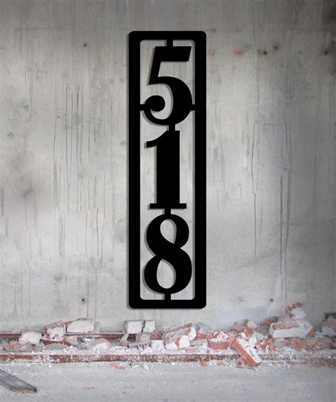 Modern Vertical Metal House Number 